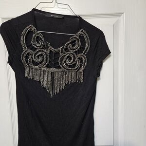 Givenchy Black Top with Silver Beaded Design